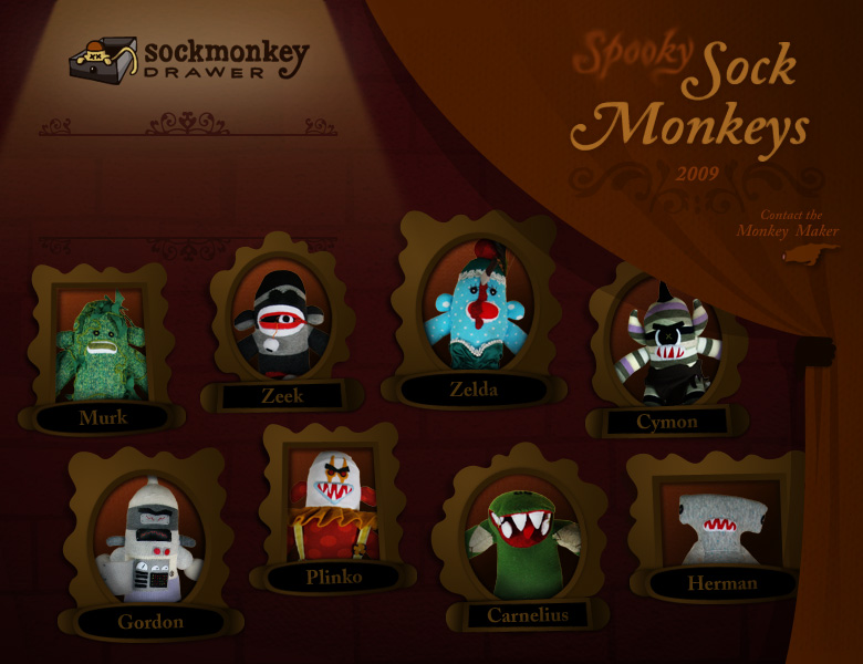 2009 Spooky Sock Monkeys | Sockmonkeydrawer.com